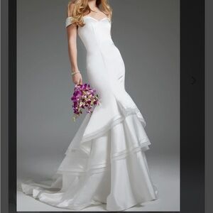 Jovani White Off-Shoulder Wedding Dress